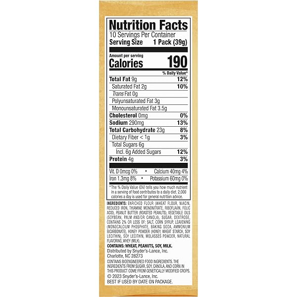 LANCE SANDWICH CRACKERS, CAPTAIN’S WAFERS PEANUT BUTTER AND HONEY, 10 PACKS, 6 SANDWICHES EACH