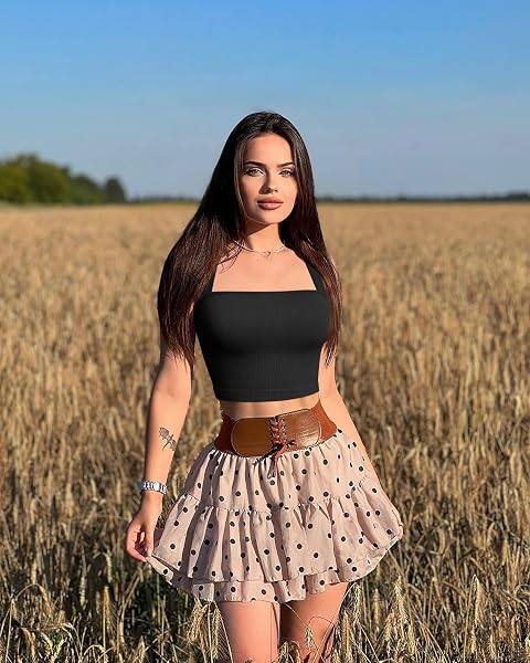OQQ WOMEN’S 3 PIECE TANK TOPS STRAPPY SLEEVELESS SQUARE NECK STRETCH TEE SHIRTS CROP CAMIS BLACK GREY BEIGE