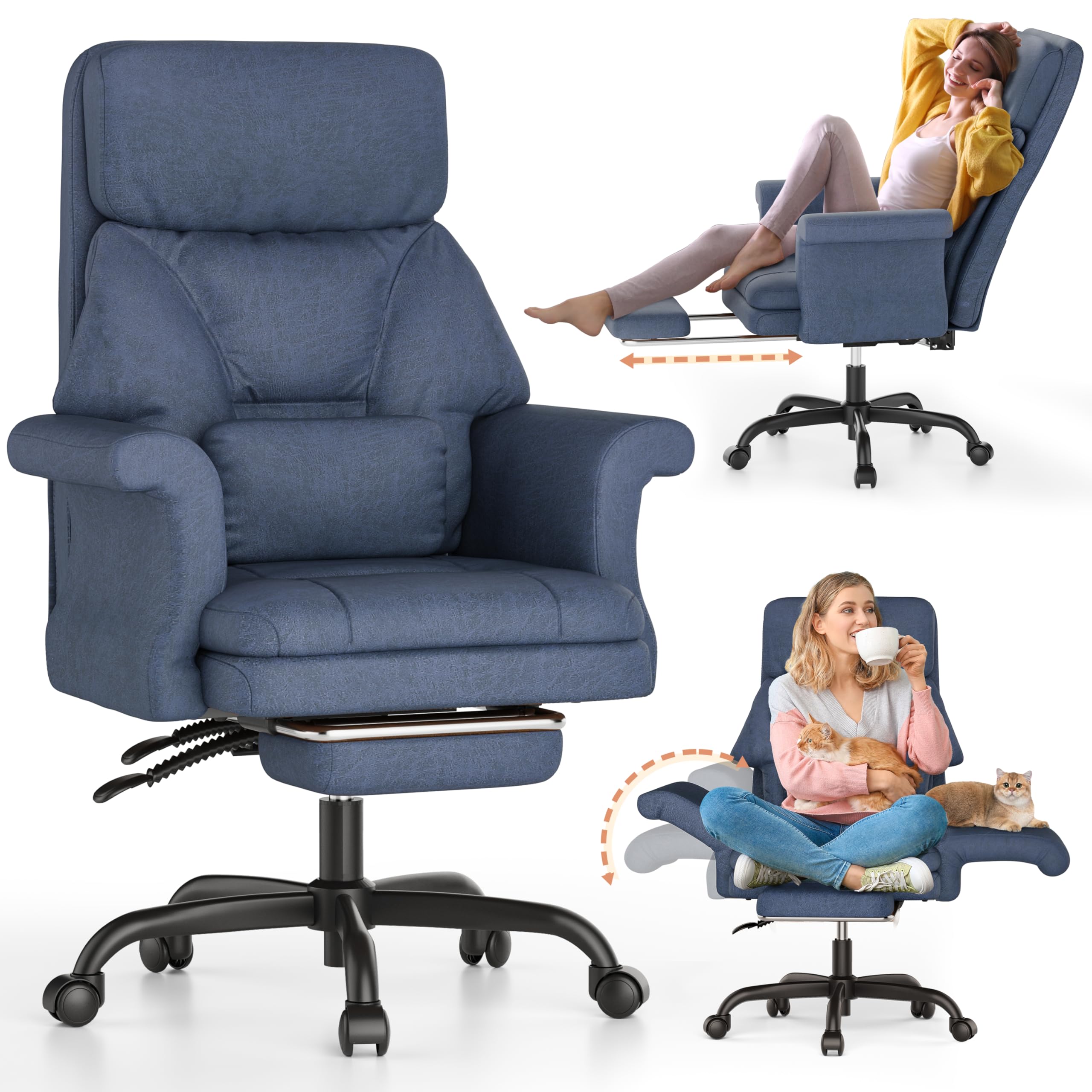 Photo 1 of ELABEST C39 Cross Legged Office Chair with Footrest & Convertible Armrests-Pet-Friendly Criss Cross Home Desk Chair, Ergonomic Big and Tall Executive Chair with Lumbar Pillow