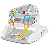 Bright Starts Learn-to-Sit Baby Floor Seat, 2-Positions Grow with Infant, Portable Baby Chair, Includes Sensory Toys, Unisex, 4-12 Months, Playful Paradise