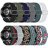 Easuny 12 Pack Stretchy Bands Compatible with Samsung Galaxy Watch 7 6 5 4 FE 40mm 44mm Band, Galaxy 5 Pro 45mm, 6 Classic 47mm 43mm, 4 Classic 46mm 42mm, Active 2, 20mm Elastic Watch Strap for Women