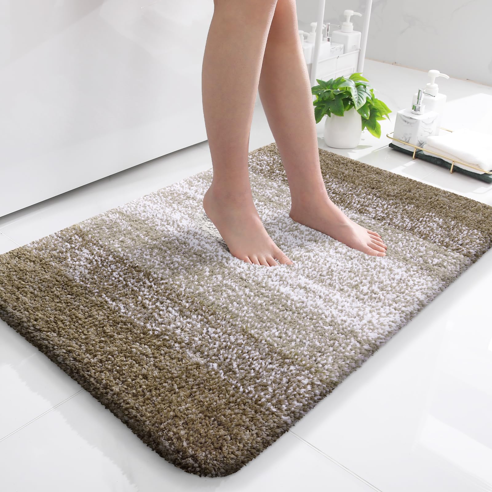 Photo 1 of OLANLY Bathroom Rugs Mat 36x24, Extra Soft Absorbent Microfiber Bath Rugs, Rubber Backing, Quick Dry, Machine Washable Bath Mats for Bathroom Floor, Tub, Shower and Home Decor Accessories, Coffee