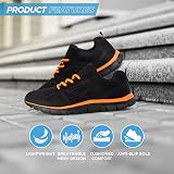 Get Fit Men’s Lightweight Cushioned Trainers - Breathable Mesh - Black/Orange - view 3