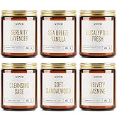 AOOVOO Candles Set - 6PC Scented Candles, Soy Candle, Aromatherapy Candle, Soy Wax Candle, Candle for Home Scented, Lavender/Vanilla/Eucalyptus/Sage/Jasmine/Sandalwood