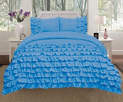 Amazon Com Smt Ehf Katy 3 Piece Mini Ruffle Comforter Set Bed