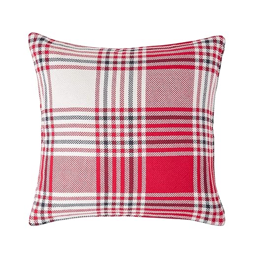 Homescapes Large Red Tartan Cushion Cover, 100 Cotton, 24 x 24 Inches or 61cm x 61cm, A Great