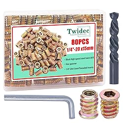 Twidec/80PCS 1/4"-20 Threaded Inserts for Wood