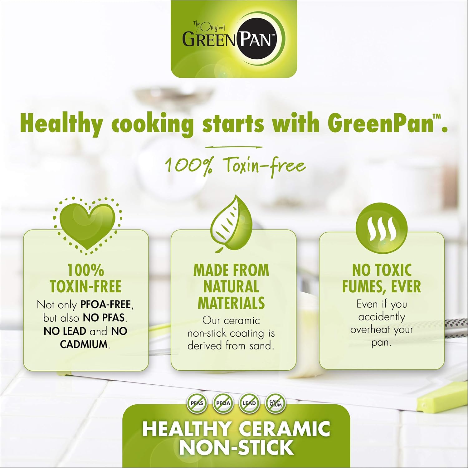 GreenPan Lima 12" Ceramic Non-Stick Covered Frypan, Gray - CW0004157: Cookware: Kitchen & Dining