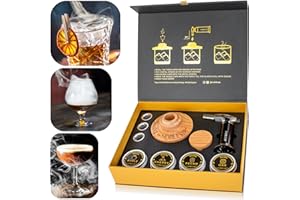 NOBLESIP® Whiskey Bourbon Smoker Kit 𝗣𝗥𝗘𝗠𝗜𝗨𝗠 Smoky bar Set. Made from Natural American Oak Wood. Easily Make The Legendary Smoked Cocktails and Old fashioneds at Home. New Year Home bar Gift!