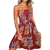 Zyyfly Summer Strapless Dress for Women Tube Top Sundress Casual Beach Cover Ups