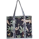 100% Cotton Jungle Print Shoulder Bag Tote Bag Women Reversible Shopping Bag and Grocery Bags Stylish Travel Bag Gift for Her