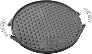 Outdoorchef Gusseisen Grillplatte 480_570 – Grill-Wende-Platte – Gasgrill Zubehör für Kugelgrill – Grillpfanne doppelseitig verwendbar – Ø 39,5 cm