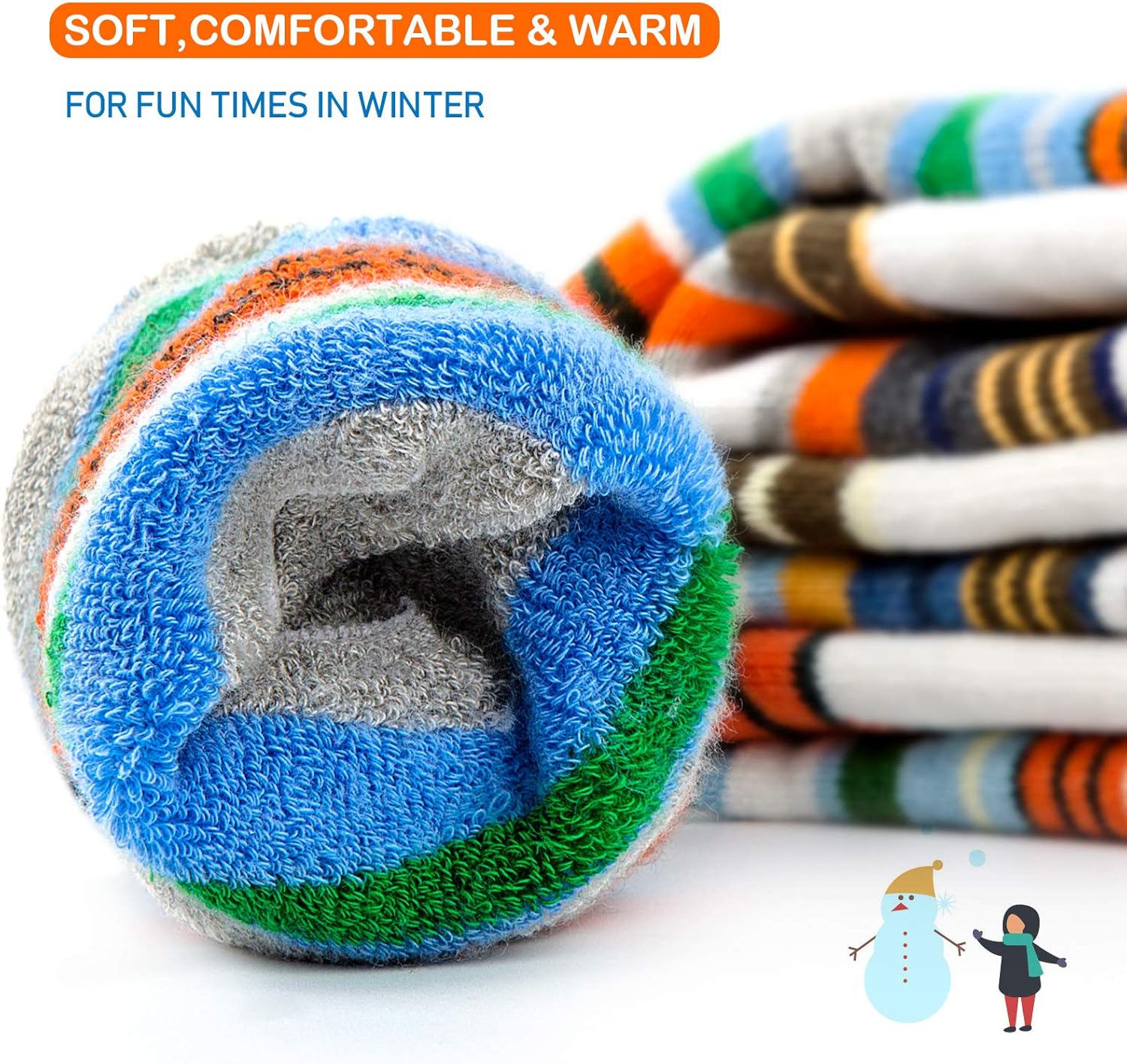 Ski Socks Kids Winter Warm Thermal Snow Socks, Skiing Snowboarding Skating for Toddler Boys and Girls (2 Pairs or 3 Pairs): Clothing