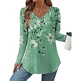 Zeagoo Long Sleeve Tops for Women V Neck Shirt Loose Fall Tunic Tops Dressy Casual Work Blouse 2026