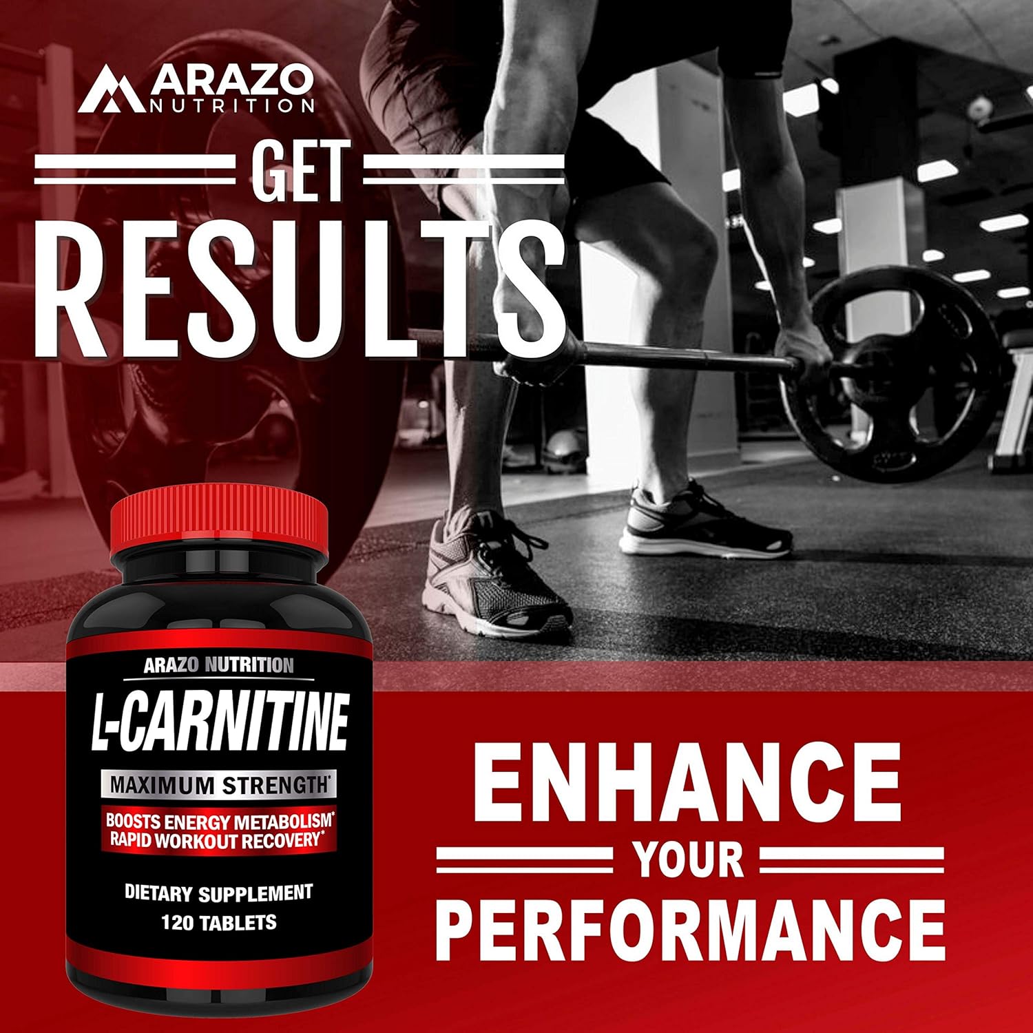 Super Strength L-Carnitine 1000MG Servings Plus Calcium for Boosted Metabolism and Improved Muscle Gain - Arazo Nutrition USA: Health & Personal Care