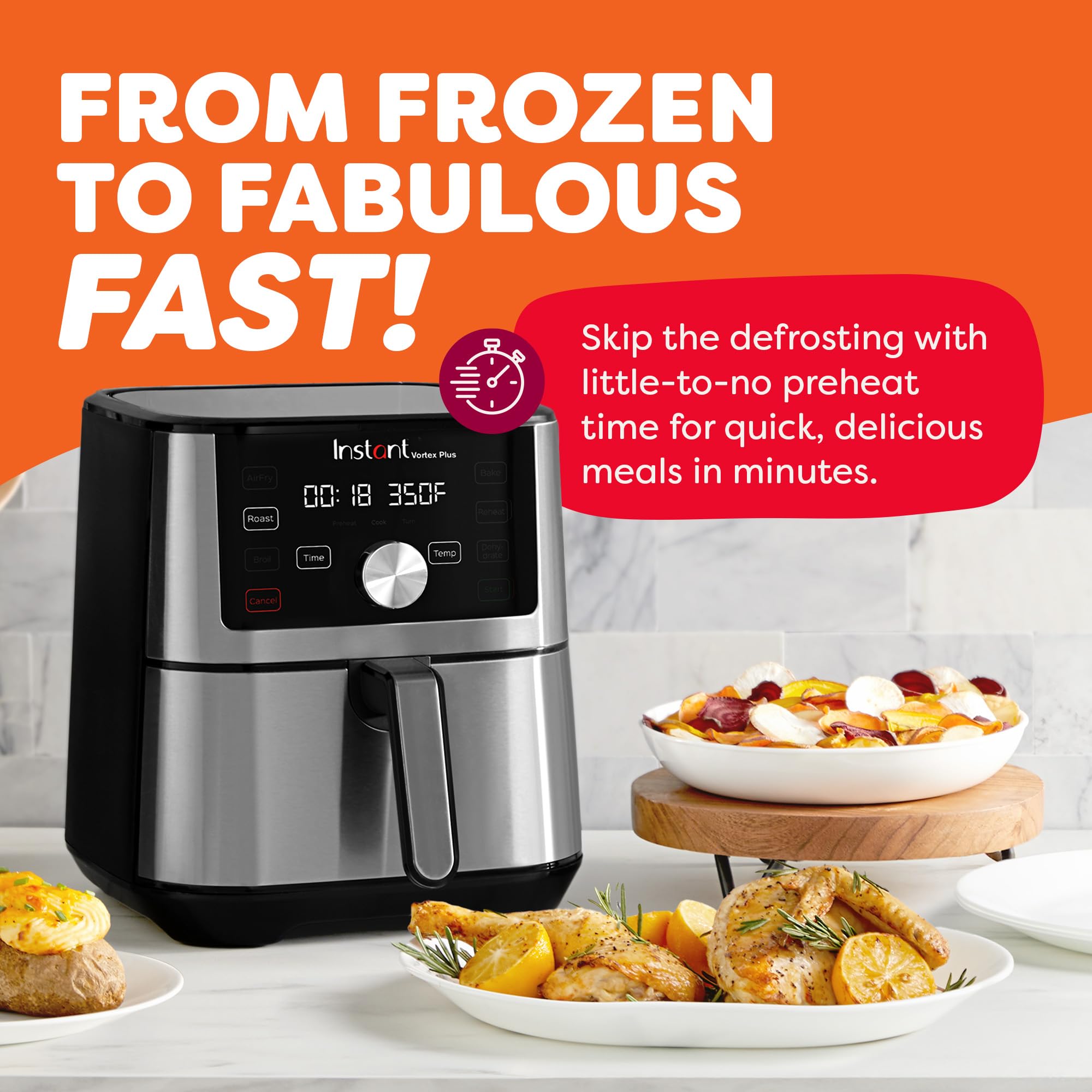 Instant Pot Vortex Plus 4QT Air Fryer, Custom Program Options, 6-in-1 Functions Crisps, Broils, Roasts, Dehydrates, Bakes, Reheats, 100+ In-App Recipes, from the Makers of Instant Pot, Stainless Steel