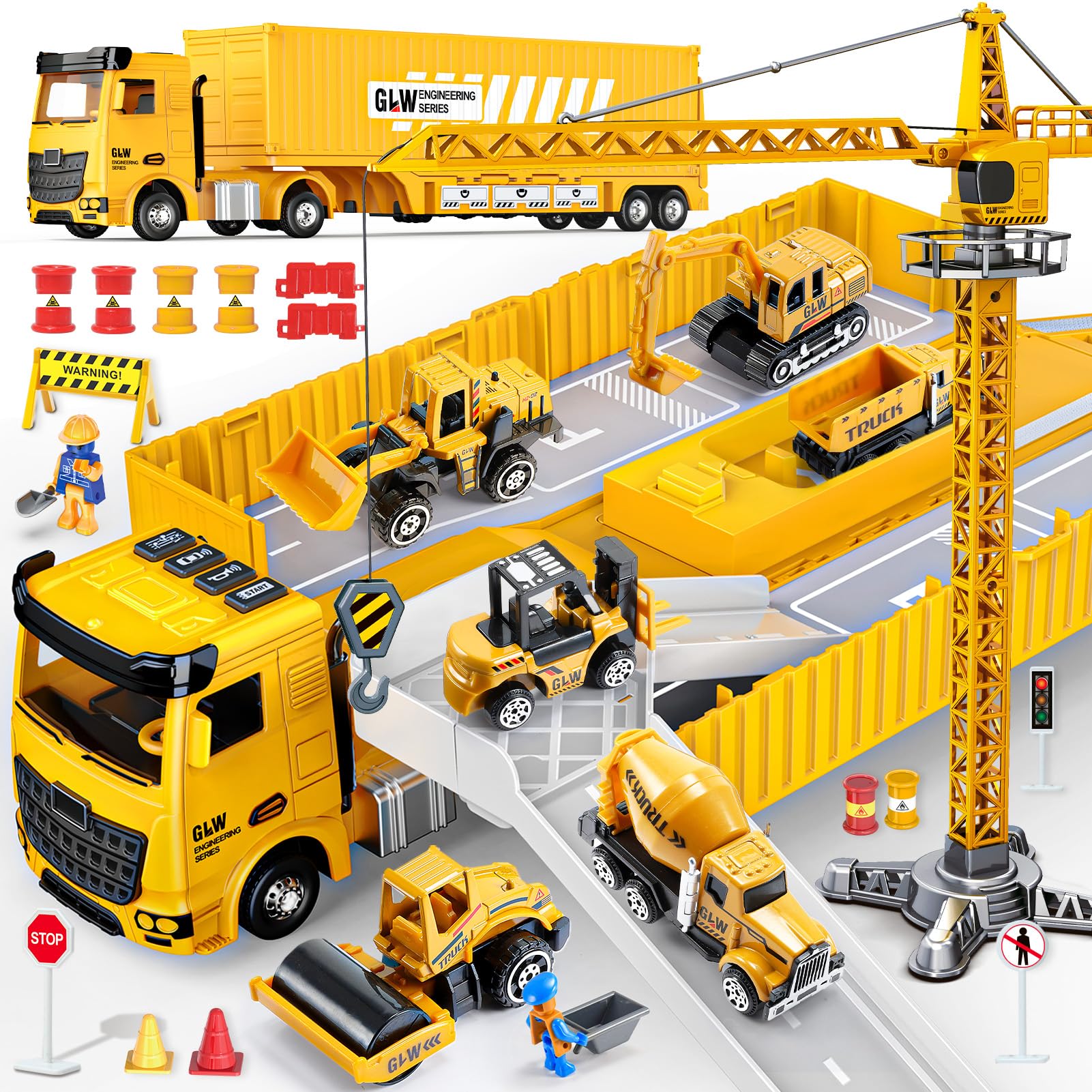 Naxudcoo Construction Toys For 3-7 Year Old Boys Girls: Construction Truck Toy Set Toddler Car Toy - Easter Gifts For Kids Digger, Construction Vehicle Toys For 3 4 5 6 7 Year Old Boys Girls Gifts