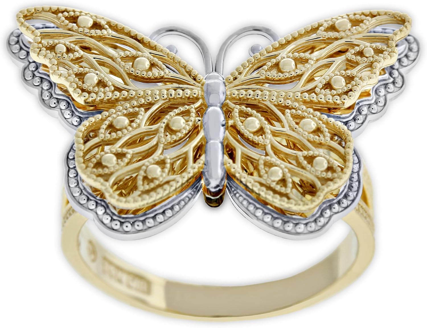 Charm America Gold Butterfly Ring 14 Karat Solid Gold