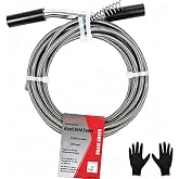 PRO-FOR 25 Ft Handheld Drain Auger, 3/8 In Manual Plumbing Snake | 25 ft manual drain auger, 3/8 in cable, rotating crank handle, non-slip grip, reusable tool with gloves