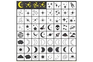 YHSLMH Star Cloud Moon Stencils for Painting Space Paint Stencil for Wall Card Making Art Craft Reusable Stars Template for Kids Drawing on Canvas Fabric Walls Wood Burning Projects(60 Space)