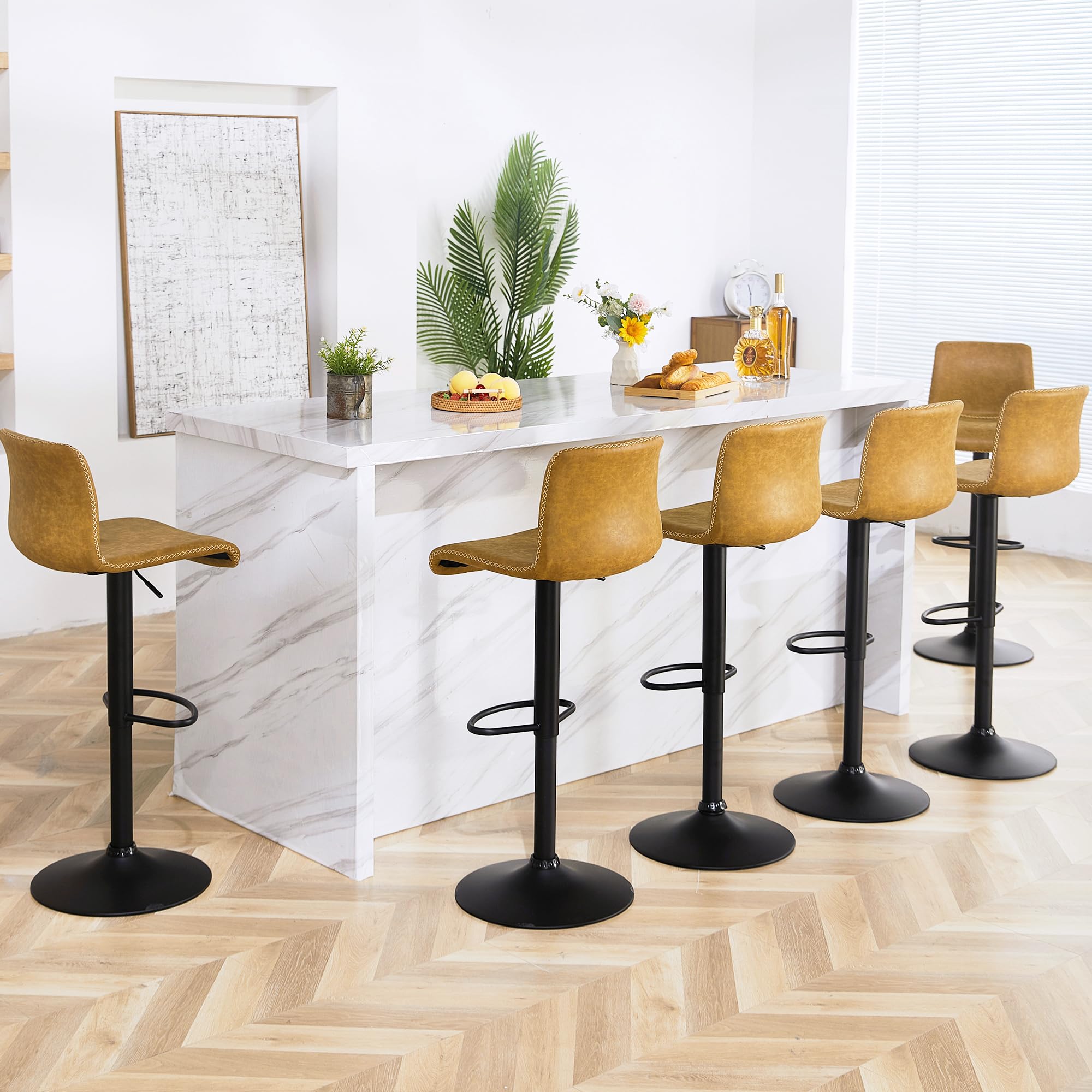 HeuGah Bar Stools Set of 6, Swivel Counter Height