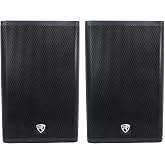 Rockville DX15 15" Active Powered Speaker with 2-Channel Mixer, 2-Pack | 2000W Peak/500W RMS, 1000W Program, XLR/1/4" Mic and Line Inputs, XLR Output, Built-In Dual 35mm Pole Mount Sockets, Limiter