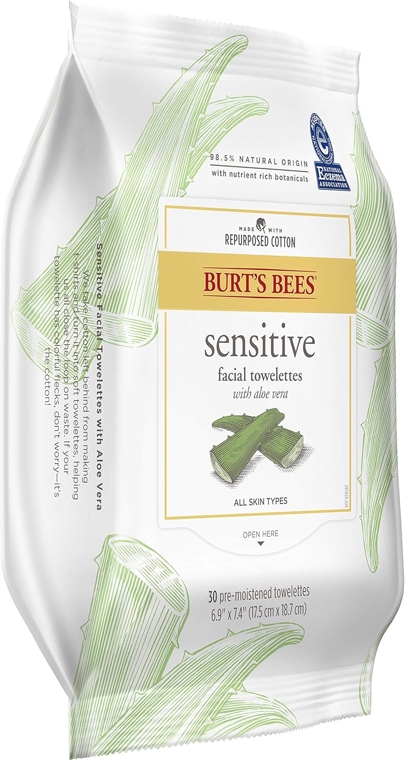 burt's bees sensitive facial cleansing towelettes with cotton extract