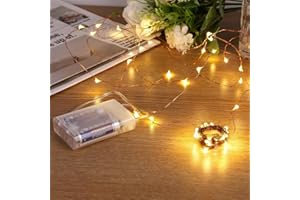 Sanniu Led String Lights, Mini Battery Powered Copper Wire Starry Fairy Lights, Battery Operated Lights for Bedroom, Christmas, Parties, Wedding, Centerpiece, Decoration (5m/16ft Warm White)