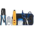 Jonard Tools TK-RJ550 VDV Installation Tool Kit with Network Crimping Tool, Wire Stripper, Punchdown Tool, RJ45 Connectors, and Ergonomic Scissors
