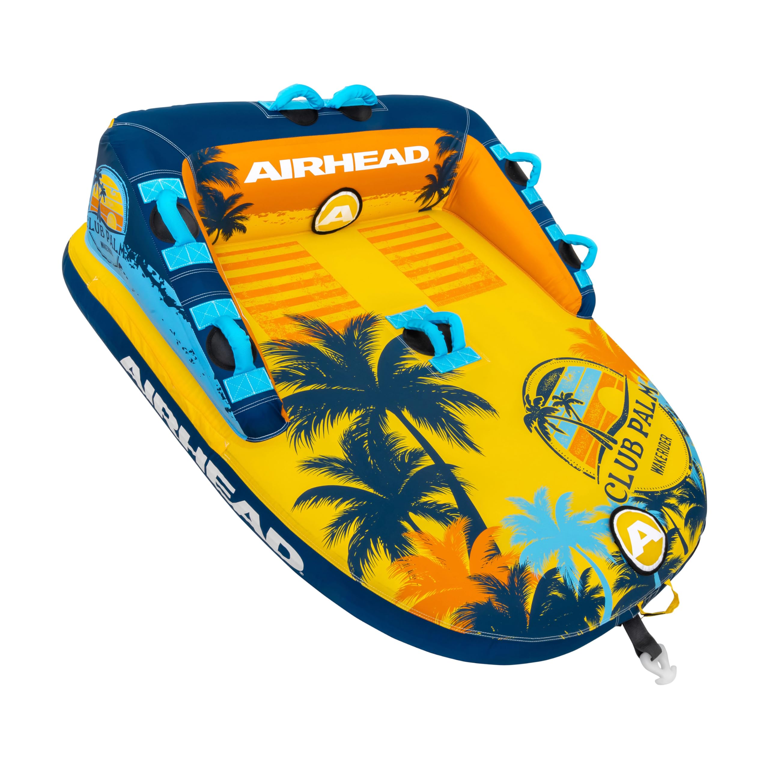 Airhead Mable Towable Tube for Boating, 1-2 Rider Inflatable Boat Tube for Water Tubing, Heavy Duty Full Nylon Cover, EVA Foam Pads, Dual Tow Point, Patented Speed Safety Valve, Club Palm