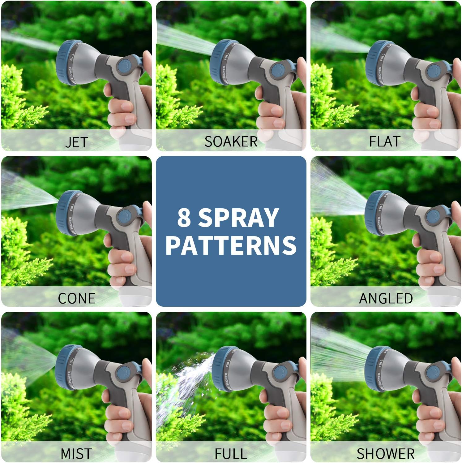 Skytree Hose Nozzle Garden, Metal Spray Nozzle High Pressure, 8 Patterns Thumb Control for Watering, Washing : Garden & Outdoor