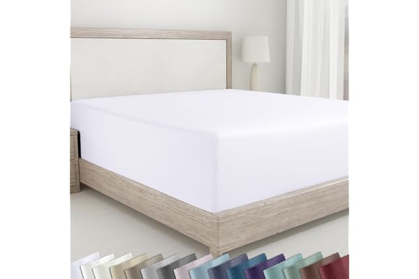 California Design Den Queen Size Fitted Sheet, 100% Cotton 400 Thread Count Sateen, Deep Pocket Queen Fitted Sheet Only, 100%