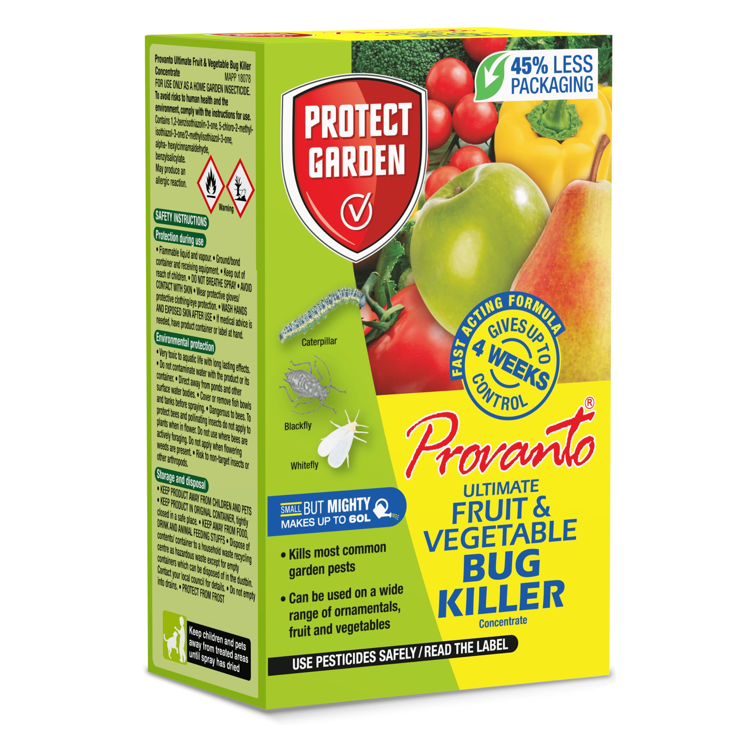 Provanto Ultimate Fruit and Vegetable Bug Killer Concentrate - Protects Edible Crops from Pests for 4 Weeks - Garden Care, Plant Protection, Indoor & Outdoor, GYO, Concentrate Makes 60L - 30ML