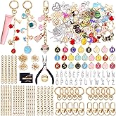 Wurosi 325Pcs Charms Lip Gloss Keychain Making Kit, Including 20 Keychain Clips 25 Extender Chain 118 Charms Jewelry Plier, Bag Charm Kit, Keychains Making Supplies for Jewelry Making,Christmas Gifts