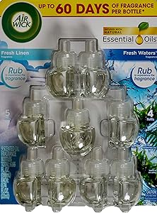 Air Wick Fresh Linen and Fresh Water, 9 Scented Oil Fragrance Bottle Refills