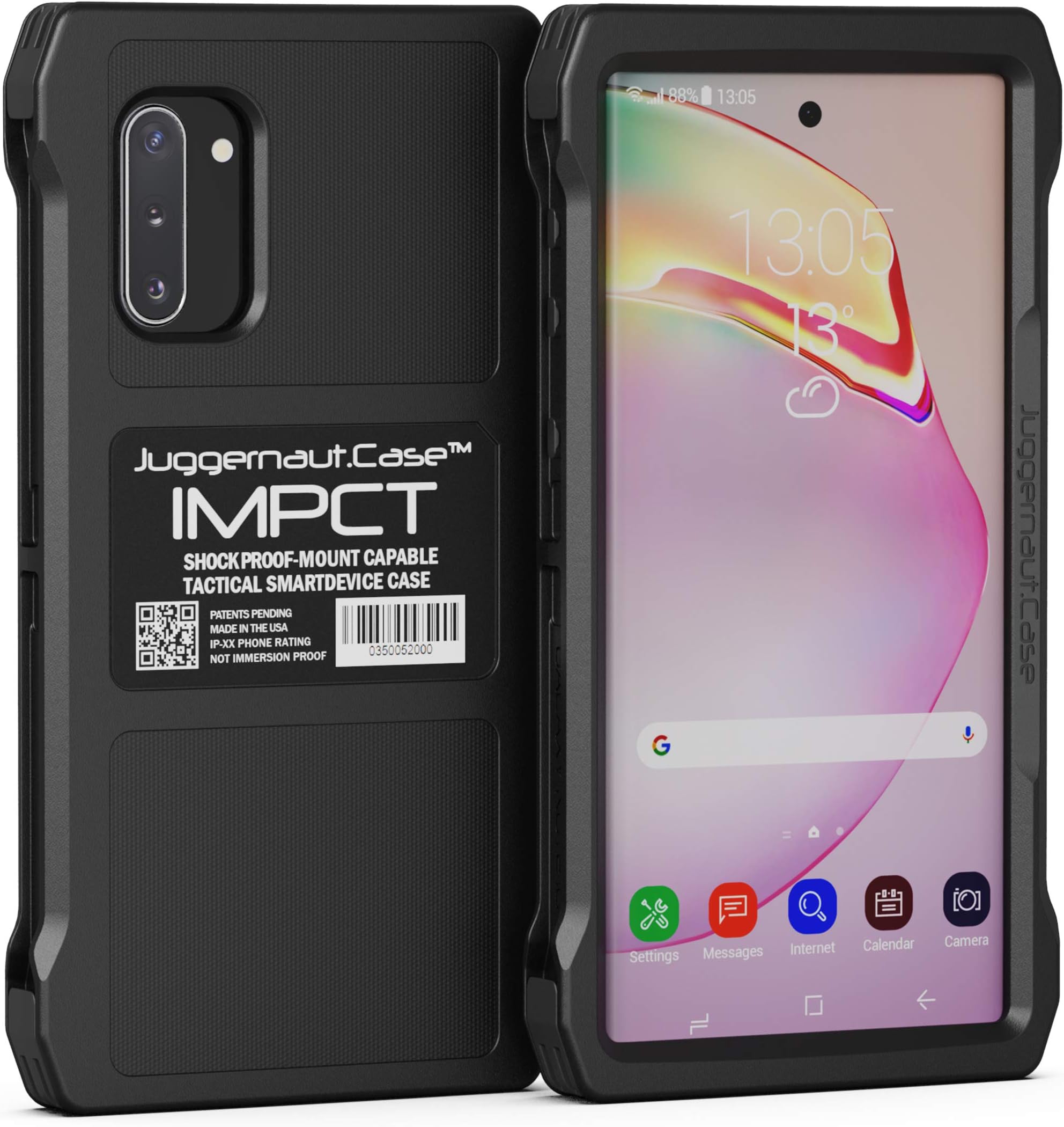 Juggernaut.Case - Note 10 IMPCT - Military Grade, Tactical Smartphone Phone Case, Made in USA - Flat Black