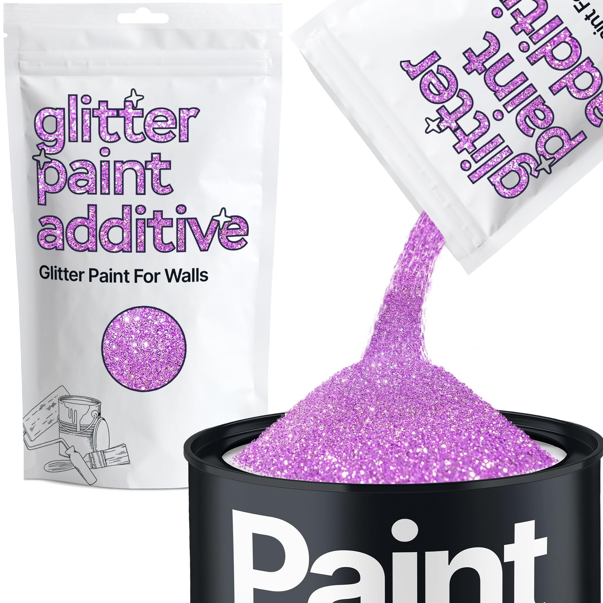 Lavender Purple Glitter Paint Additive 100g for Adding Sparkle to Paints & Varnish | Paint Walls Sparkly Add to Emulsion, Acrylic or Lacquer Indoor | Hemway