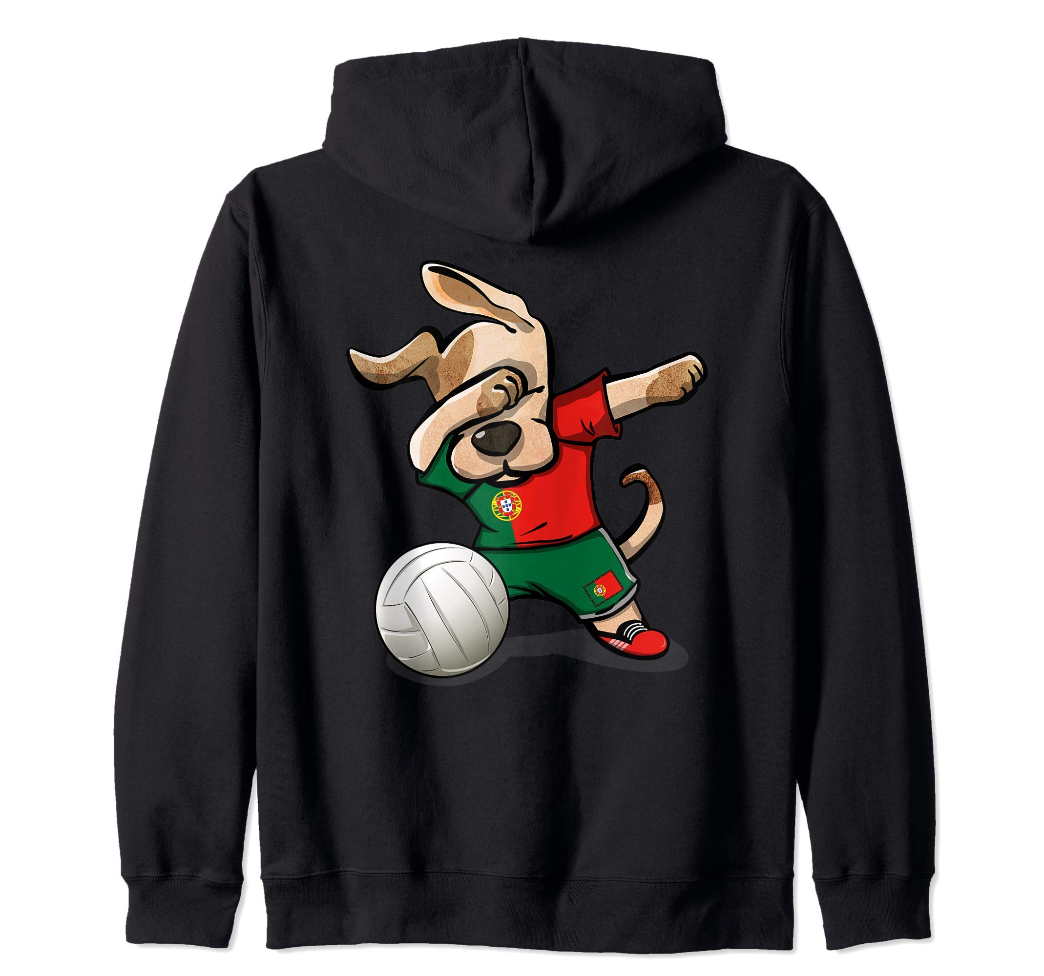 Dabbing Dog Proud Portugal Volleyball Lovers Portuguese Flag Zip Hoodie