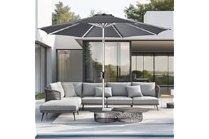 HOMSHADE 10ft Outdoor Patio Umbrella - Market Table Aluminum Umbrella, 5-Year Fade Resistant - UPF50+ UV Protection with Push Button Tilt, Crank for Pool Deck and Garden (Dark Grey)