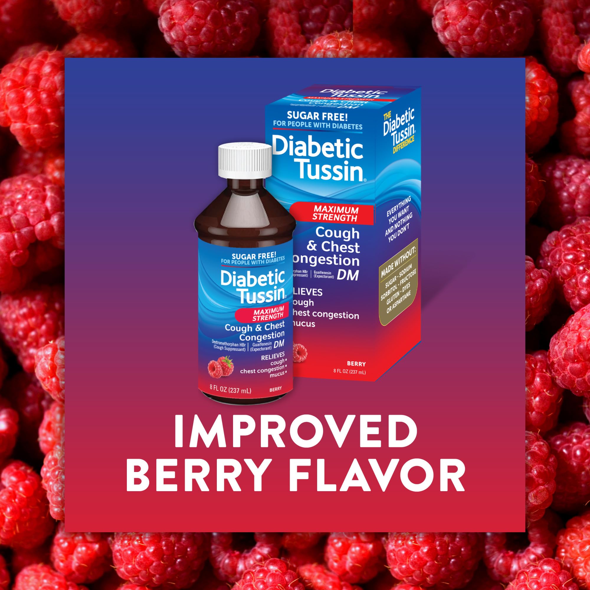 Diabetic Tussin DM Maximum Strength Cough Medicine With Chest Congestion Relief 8 Fl Oz