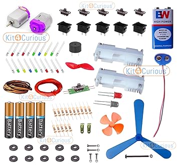Kit4Curious 80 Items in 1 Kit  Loose Electronic Components for Science Fun Experiments with Instruction Manual
