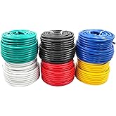 12 Gauge AWG Primary Wire 300 feet (50 ft per Color: Red Black Blue Yellow Green White) Stranded CCA Copper Cable Car Motorcycle Audio Dashboard Replacement Automotive Trailer Hook up Harness Wiring