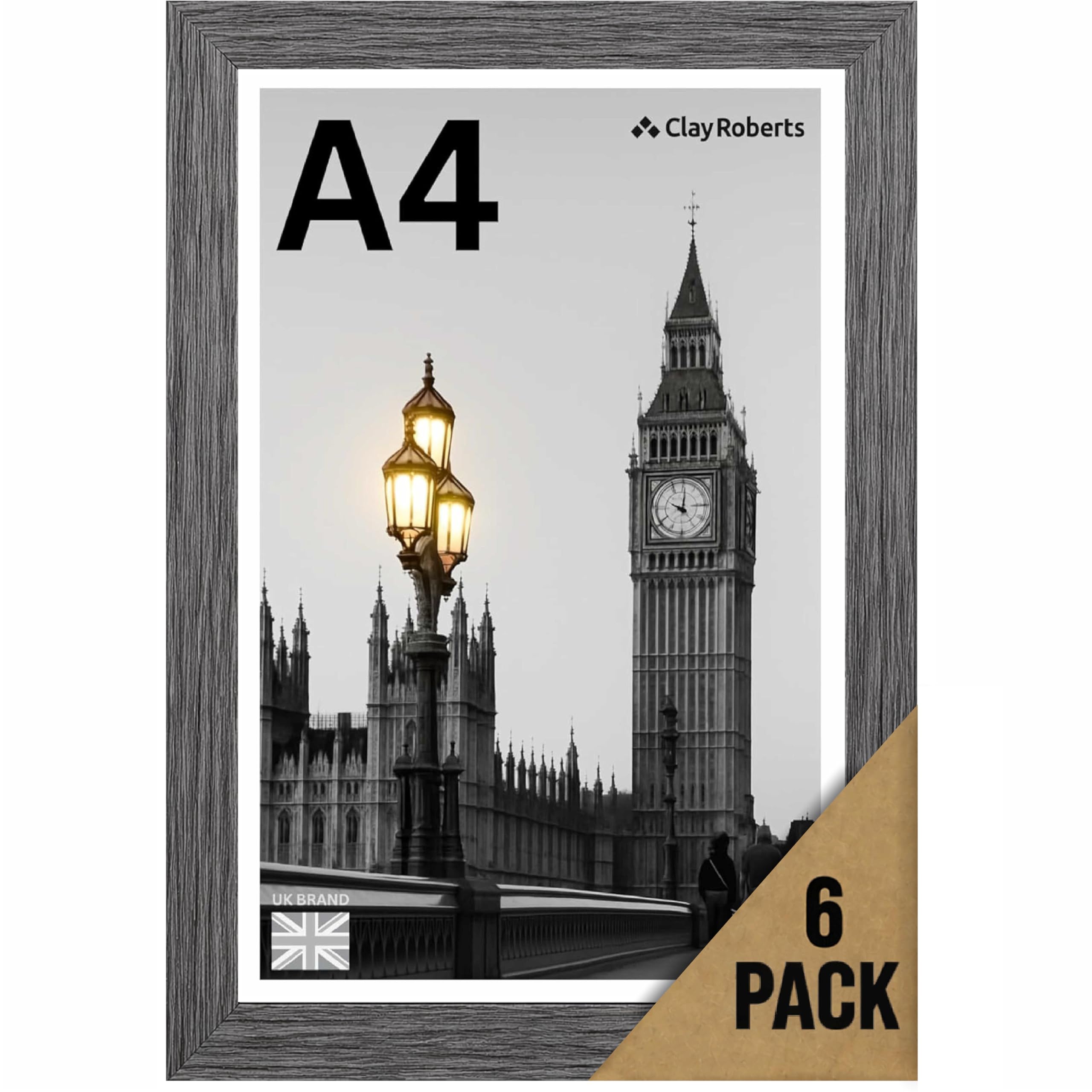 A4 Photo Frame, Dark Grey, Pack of 6, Picture Frame, Certificate, Art Print Poster, 21cm x 29.7cm, Grey Frames, A4 Photo Collage Gallery Display — image 1