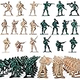 200PCS Army Men Toy Soldiers, Plastic Army Men Action Figures, 10 Poses Yellow and Green Soldiers Playset for Boys Birthday G