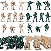 200PCS Army Men Toy Soldiers, Plastic Army Men Action Figures, 10 Poses Yellow and Green Soldiers Playset for Boys Birthday G