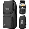 Perilogics Nylon Cell Phone Holster Compatible with iPhone 16 Plus, 16 Pro Max, 15 Plus, 15 Pro Max, 14 Pro Max with Rugged Phone Case. Belt Clip Pouch with Zipper Storage and Card Slot.