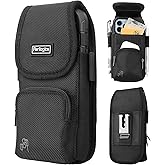 Perilogics Nylon Cell Phone Belt Holster Compatible with iPhone 17 Pro Max, 16 Pro Max, 16 Plus, 15 Pro Max, 15 Plus, 14 Pro Max with Rugged Case, Cell Phone Pouch with Storage & Card Slot
