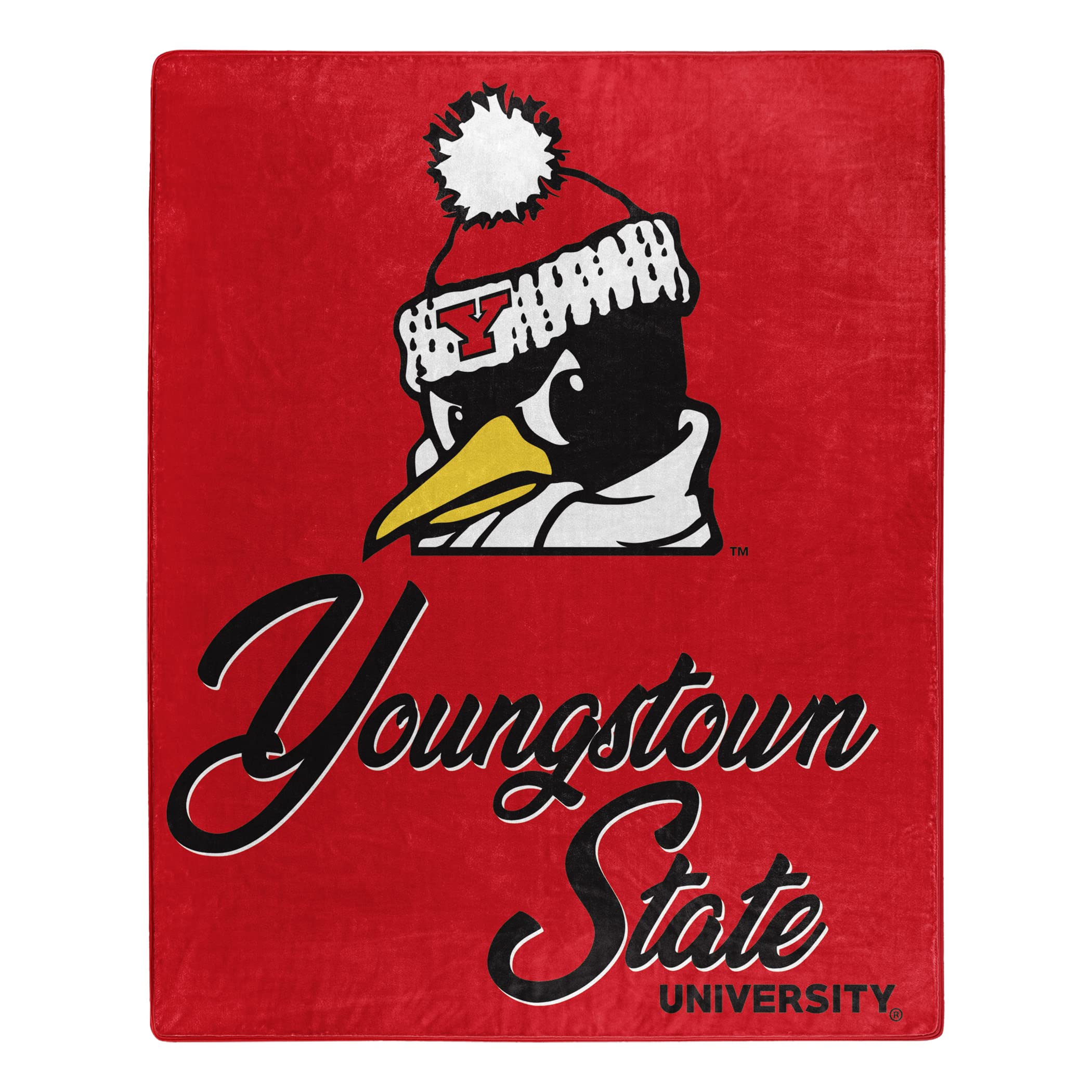 Northwest NCAA Youngstown State Penguins Unisex-Adult Raschel Throw Blanket, 50" x 60", Signature Image