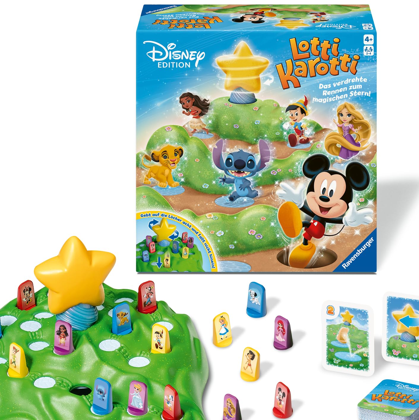 Ravensburger 24851 - Lotti Karotti Disney Edition, Adaption des bekannten Spiele-Klassikers mit Disney-Charakteren, unterhaltsames Wettlaufspiel für 2 bis 4 Kinder ab 4 Jahren