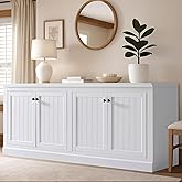 AMERLIFE 72" Farmhouse Sideboard Buffet Cabinet with Barn Doors, Storage Console Table with Adjustable Shelves, Coffee Bar/TV